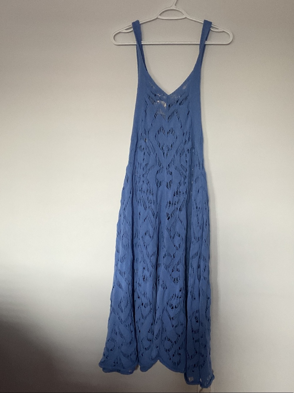Blue Crochet Maxi Dress - Sleeveless V-Neck